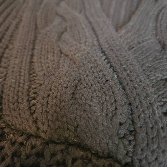 Lauren Ralph Lauren Black Sweater Shaker & Cable Knit VNeck  Medium - Picture 8 of 9